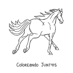 Imagen para colorear de un caballo de espaldas corriendo