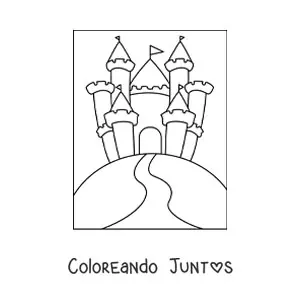 Imagen para colorear de un castillo en una colina