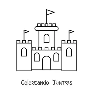 Imagen para colorear de un castillo sencillo de tres torres