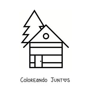 Imagen para colorear de una cabaña de madera sencilla