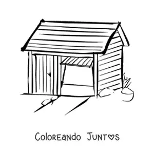 Imagen para colorear de una cabaña construida con madera