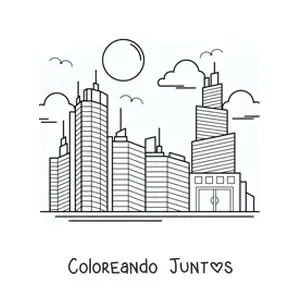 Imagen para colorear de varios rascacielos en una ciudad