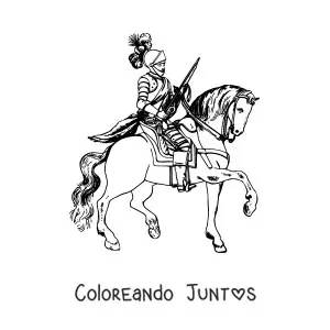 Imagen para colorear de un caballero con armadura montando un caballo