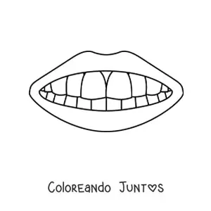 Imagen para colorear de una boca mostrando sus dientes