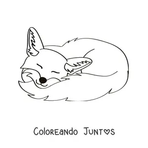 Imagen para colorear de un zorro durmiendo sonriente