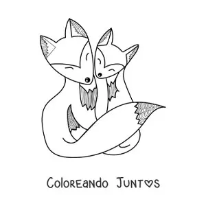 Imagen para colorear de una pareja de zorros animados