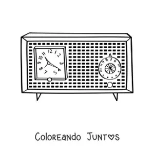 Imagen para colorear de un radio reloj antiguo
