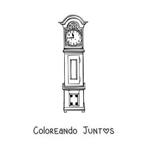 Imagen para colorear de un reloj antiguo marcando la hora