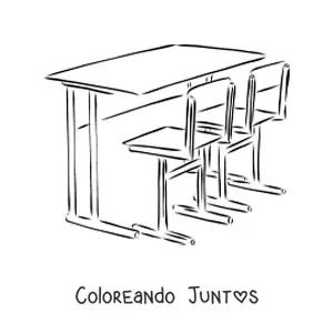 Imagen para colorear de una mesa escolar