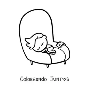 Imagen para colorear de un niño durmiendo en un sillón
