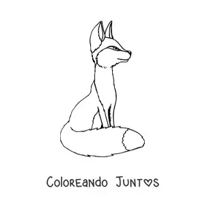 Imagen para colorear de un zorro sentado de perfil estilo anime