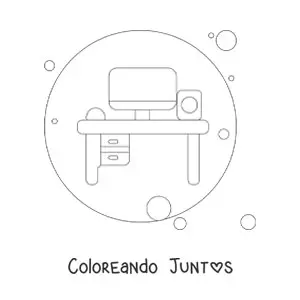 Imagen para colorear de escritorio personal con una computadora