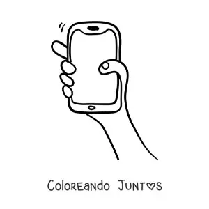 Imagen para colorear de una mano sostenieno un smartphone