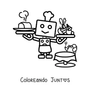 Imagen para colorear de un robot cocinero