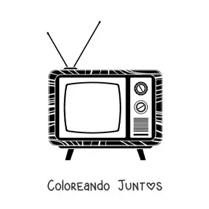 Imagen para colorear de un televisor antiguo con antena