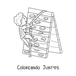 Imagen para colorear de un niño escalando pared de escalar