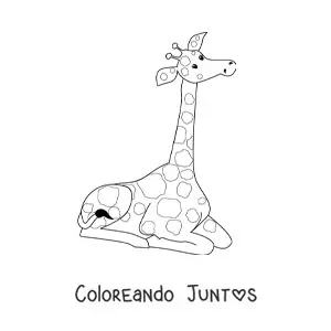 Imagen para colorear de una jirafa animada sentada