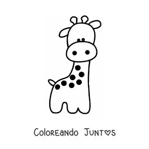 Imagen para colorear de una jirafa kawaii animada