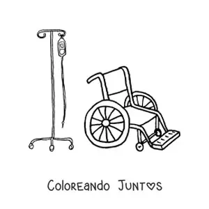 Imagen para colorear de una silla de ruedas del hospital