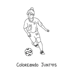 Imagen para colorear de una niña jugando fútbol