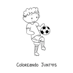 Imagen para colorear de un niño futbolista