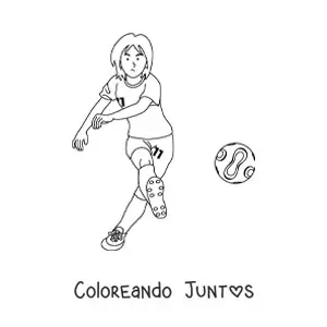 Imagen para colorear de una chica practicando fútbol femenino