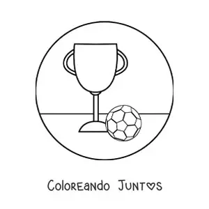 Imagen para colorear de un balón y un trofeo de fútbol
