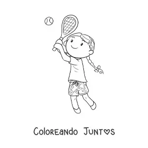 Imagen para colorear de una niña jugando tenis