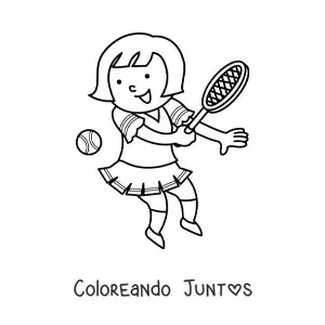 Imagen para colorear de una niña tenista kawaii