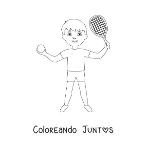 Imagen para colorear de un niño tenista