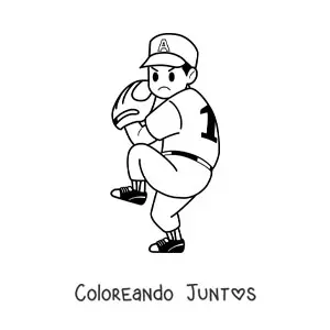 Imagen para colorear de un jugador de béisbol con un guante