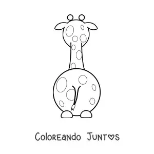 Imagen para colorear de una jirafa animada sentada de espaldas