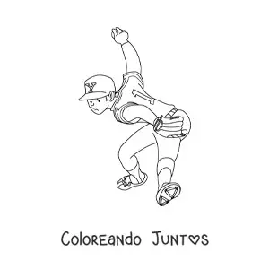 Imagen para colorear de un beisbolista lanzando la pelota