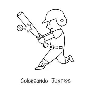 Imagen para colorear de un beisbolista bateando la pelota