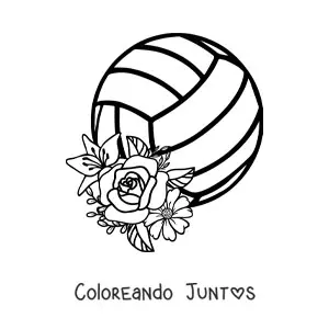 Imagen para colorear de un balón de voleibol con flores