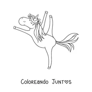 Imagen para colorear de un unicornio gimnasta animado