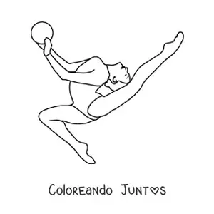 Imagen para colorear de una atleta practicando gimnasia rítmica con balón