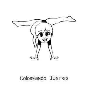 Imagen para colorear de una niña haciendo gimnasia