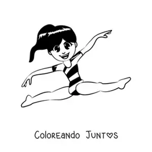 Imagen para colorear de una niña practicando gimnasia