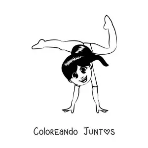 Imagen para colorear de una niña haciendo gimnasia rítmica
