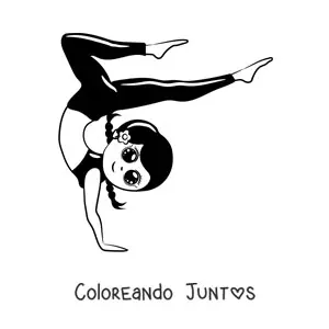 Imagen para colorear de una niña haciendo una pose de gimnasia rítmica