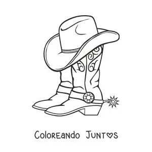 Imagen para colorear de un par de botas y un sombrero de vaquero