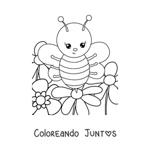 Imagen para colorear de una abeja animada en primavera