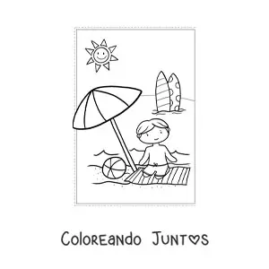 Imagen para colorear de un niño de vacaciones de verano