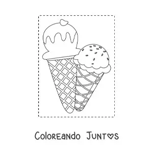 Imagen para colorear de dos helados de barquilla para el verano