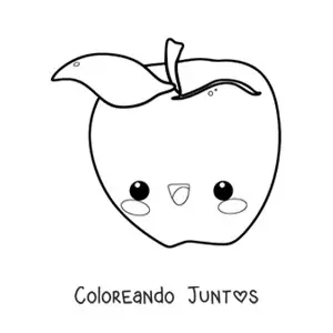 Imagen para colorear de una manzana kawaii animada