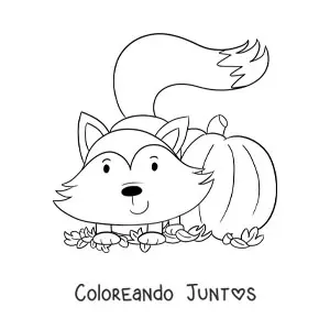 Imagen para colorear de un zorro en otoño
