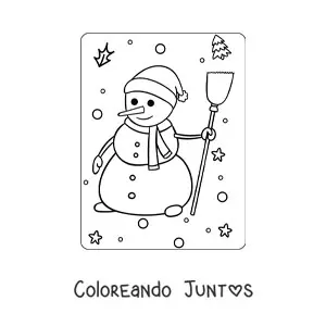 Imagen para colorear de un muñeco de nieve