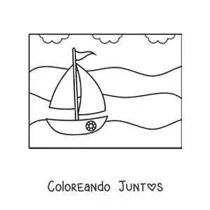 Imagen para colorear de un barco en la playa