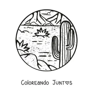 Imagen para colorear de un cactus en el desierto